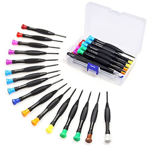 FIXITOK 18 Pièces tournevis Torx Mini Magnétique Torx Flathead Phillips Petits Tournevis Brucelles avec T2 T3 T4 T5 T6 T7 T8 T9 T10 pour Xbox Ordinateur Téléphone Montre Bijoutiers
