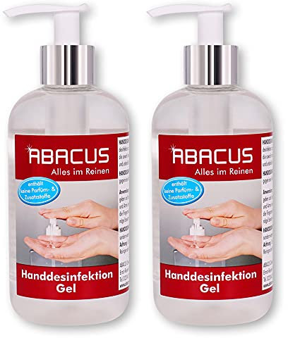ABACUS® ABACUS® Handdesinfektion Gel, Desinfektionsgel, Handdesinfektion, Desinfektion, Desinfektiongel, Gel in Spenderflasche, Schnelldesinfektion – Handdesinfektion Gel 2x 300 ml (7547)