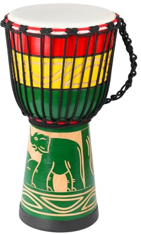 LIEKE Djembe Drum 10'' x 20'' African Hand Drum with Goatskin DrumHead,Mahogany Body,Hand-carved Elephant Patterns for Adults Student Beginners (Green)