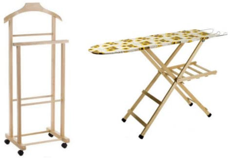 Set 1 Asse Da Stiro + 1 Indossatore Naturale, Legno di Faggio