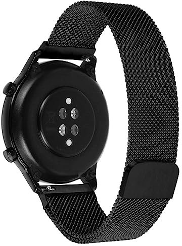 OFFCUP Edelstahl Uhrenarmband 20MM, Magnetverschluss Smartwatch, Uhren Armband Ersatz Metall mit Magnetverschluss, Smartwatch mit Schnellverschluss, für Damen Herren(Schwarz)