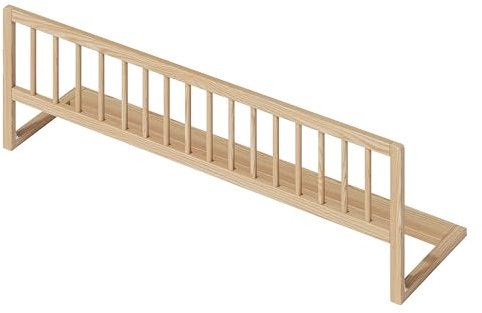 Bellabino Yuna Rausfallschutz – Kinder Bettschutzgitter 115 cm breit – aus Kiefer Massivholz Natur – klappbares Bettgitter für Kinderbett & Reisen – vormontierter Fallschutz für Kleinkinder & Babys