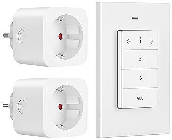 DEWENWILS Funksteckdosen mit Fernbedienung, Plug-In Ein/Aus Funk-Wandschalter, funksteckdosen set,3680W, Erweiterbarer Lichtschalter für Feiertagsdeko, 30M Reichweite,Vorprogrammiert, Weiß