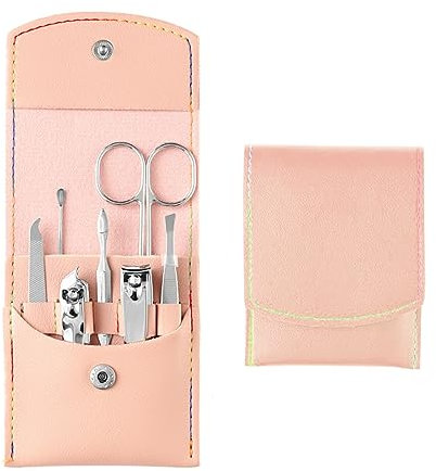 Tadipri Set Da 7 Pezzi Manicure Professionale - Forbicine Unghie, Manicure E Pedicure Set Con Custodia In Similpelle, Kit Manicure Da Viaggio - Set Unghie, Kit Unghie - Rosa