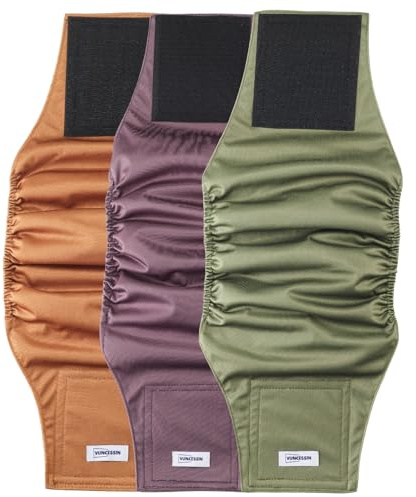 Couches lavables et réutilisables pour Chiens mâles, Pack de 3. Bandes Abdominales de Haute qualité pour Chiots Petits. Wraps très absorbants, S, pour Incontinence, Urination excitée et Formation.