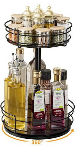 AIRUJIA Metal Rotating Spice rack, Lazy Susan Turntable Organizer, Spice Racks Free Standing, Multi-Functional Spice Rack for Kitchen Storage, Revolving Condiment Holder, Seasoning organizer