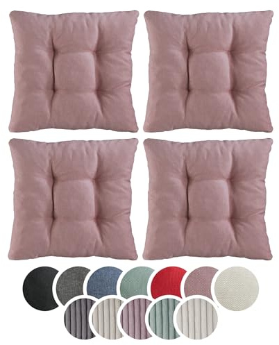 sleepling 4er Set Stuhlkissen 38x38 cm, Sitzkissen für Stuhl & Bank 38 x 38 cm, Weicher Möbelstoff, Indoor & Outdoor, Made in EU, Oeko-Tex, waschbar bis 30 Grad, Altrosa