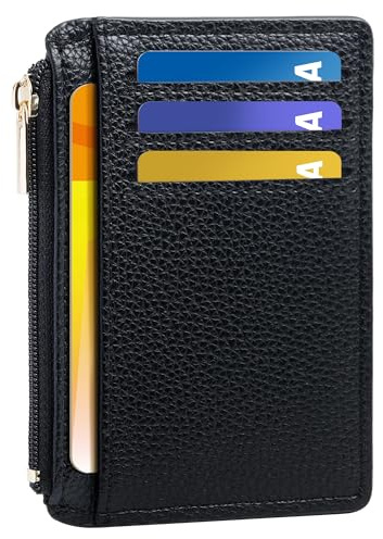 Tipmile Credit Card Holder for Women Slim Minimalist Front Pocket RFID Blocking Wallet Small Compact Card Case with ID Window, Classic Black