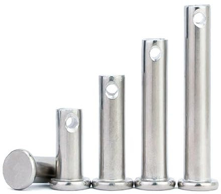 Leliafleury 5Pcs Single Hole Clevis Pins Stainless Steel Flat Head Pin Cylindrical Locating Pins, 10mm x 50mm