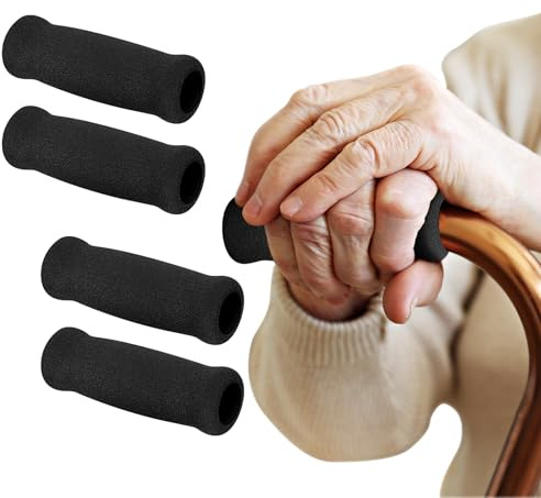 supregear Cane Crips - 4-Pack Non-Slip Replacement Foam Handles for Walking/Offset Canes & Bicycle Handlebars, 4.5x1x1 (11.5x2.5x2.5 cm), Soft & Durable Grip Covers