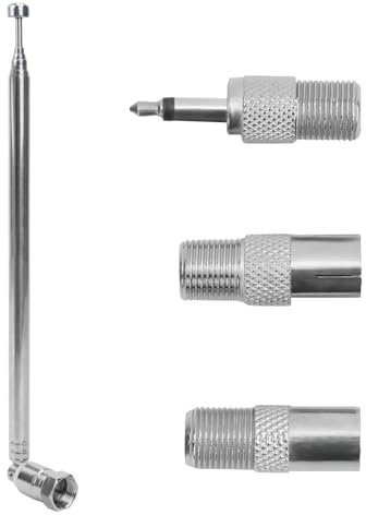 DAB FM UKW Radio Antenne FM Stabantenne (76 cm), 7 Abschnitte Teleskopantenne Ersatz, 75 Ohm Unbal Radio Universal Teleskopisch Zimmerantenne mit F-Stecker und 3 IEC Koax-Kupplung Adapter