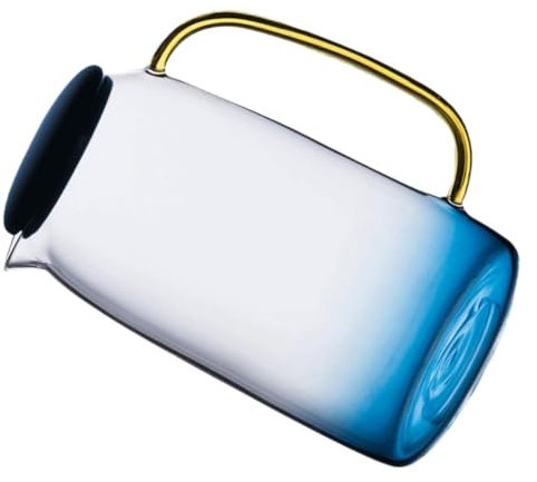 MOLUCKFU Jarra De Agua De Vidrio y Resistente Al Calor Con Tapa Azul Silicona Contenedor Para Infusiones y Bebidas Frías Fácil De Limpiar Fugas