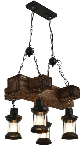 Matrum, vintage, ljuskrona, höjdjusterbar, taklampa, hängande trälampa, matsal, vardagsrum, bar, café, hänglampa, E27, industriell hängande lampa, matbord, retro, pendellampa (utan lampa)
