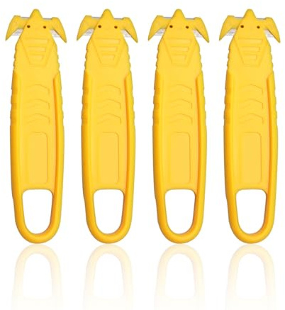 Lot De 4 Ouvre-Boîtes Jaunes, Couteau De Sécurité Pratique, Coupe-Boîte De Courses, Dispositif De Déballage, Couteau À Découper