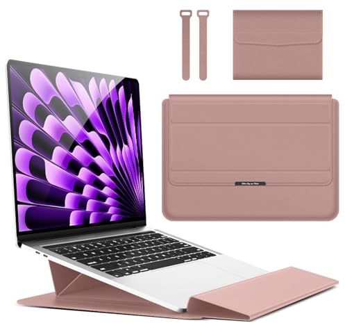 Hinnwer 15 15,6 16,1 Pollici Custodie per PC Portatile Borsa Funzione Stand per MacBook Air 15 M5/M4/M3/M2 (2023-2026), MacBook Pro 16 M5/M4/M3/M2 Pro/Max (2021-2026) - Oro Rosa
