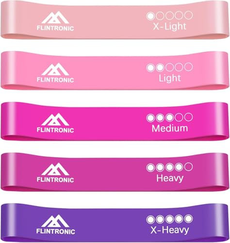 Flintronic Resistance Bands Set of 5, Resistance Bands with 5 Different Resistance Levels, Fitness Exercise Loop Bands for Yoga, Pilates, Muscle Building, Gym