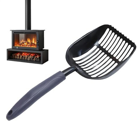 Pelle à cendres de cheminée en métal, résistante à la chaleur, tamis à charbon compact, outil de barbecue pour poêles à bois et grilles, fosses à irer, barbecues et cheminées