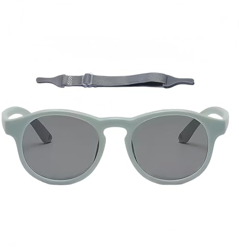 Mewtush Lunettes de Soleil Bébé 1-3 Ans Polarisées UV400, Lunette de Soleil Bebe, Lunette de Soleil Enfant Flexible et Résistante avec Bande Élastique, Lunettes Soleil Bébé Confortables et Sûres