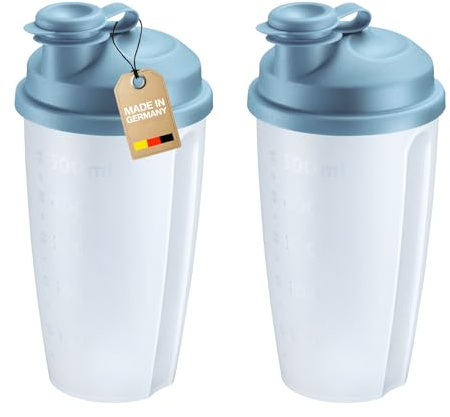 Westmark 2 bicchieri per mescolare e agitare con scala graduata – Pratico shaker con disco di miscelazione rimovibile e beccuccio richiudibile, 0,5 l, plastica senza BPA, 243522EB