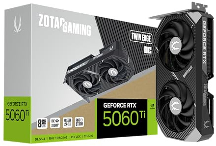 ZOTAC Gaming GeForce RTX 5060 Ti 8GB Twin Edge OC DLSS 4 8GB GDDR7 128-bit 28Gbps PCIE 5.0 Gaming Graphics, IceStorm 2.0 Cooling, SFF-Ready, ZT-B50610H-10A