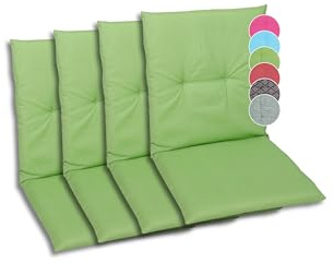 GO-DE Textil Bequeme und attraktive Polsterauflagen für Niederlehner-Gartenstühle (4er-Set, Uni grün, Niederlehner)