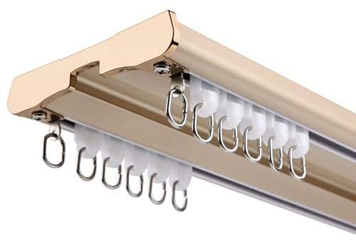 d Aluminium ain Track Set - 330 cm rostfri 2-lagers glidstång med enkel inllat - Clet-tillbehör för enkel öppning och smidig glidning
