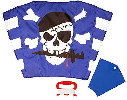 Wolkenstürmer® Sled Freddy Pirat Kinderdrachen - Einsteiger Drachen ab 3 Jahre - 1 Leiner Kinder Flugdrachen ohne Gestänge - für Kinder von 3-6 Jahren