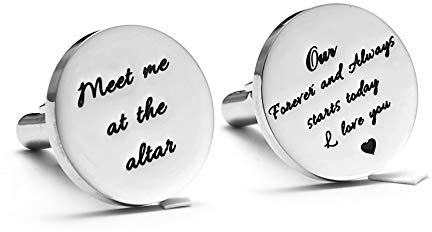 Melix Home Stainless Steel CuffLinks for Men Groom Meet Me at The Altar Wedding Gifts Cuff Links (our forever and always stars today)