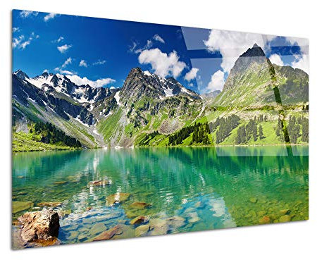 DECLINA, tableau mural, décoration moderne, impression sur verre acrylique, photo reflet de montagne, paysage naturel, art mural, cadre design, déco contemporaine