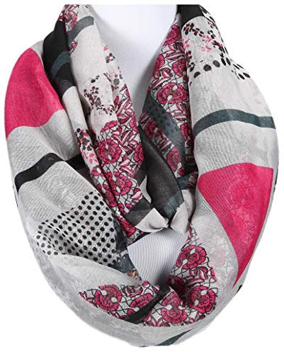 Gil SSC XXL LOOP SCHAL SCHLAUCHSCHAL RUNDSCHAL HALSTUCH TÜCHER AUSWAHL HERBST WINTER 2020-2021 (Trendy Muster Weiß Grau Pink)
