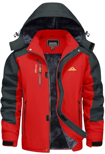 KEFITEVD Chaqueta Invierno Hombre Chaqueta Esquí Impermeable con Forro Cálido Chaqueta Exterior con Capucha Extraíble