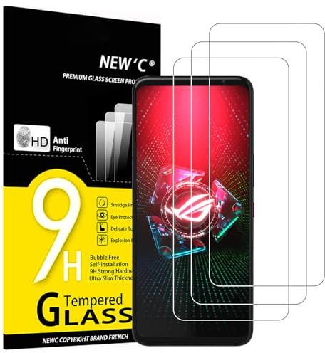 NEW'C 3 Stück für Asus Rog phone 5/5 Pro/5s/5s Pro für Panzerglas, Frei von Kratzern, 9H Härte, HD Displayschutzfolie, 0.33mm Ultra-klar, Ultrabeständig