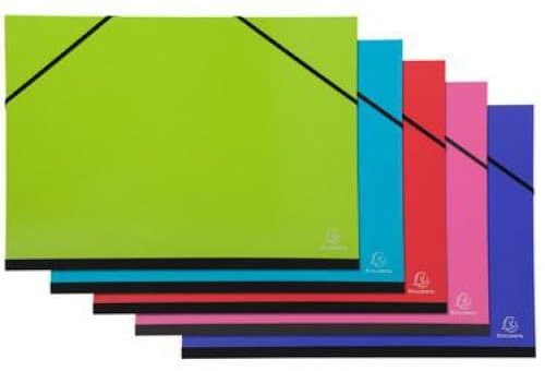 EXACOMPTA Lot de 5 Cartons à dessins avec élastiques IDERAMA A3 Assortis