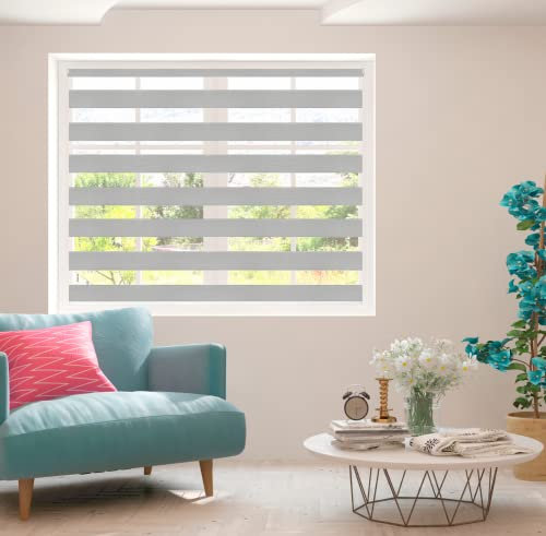 ZEBRA BLINDS Customized Day and Night Blind, Made to Measure Blind, Bespoke blinds, Customized Window Blinds, Made to Measure Zebra Roller Blind, Customized Roller Blind (40cm-60cm-Width,Grey)