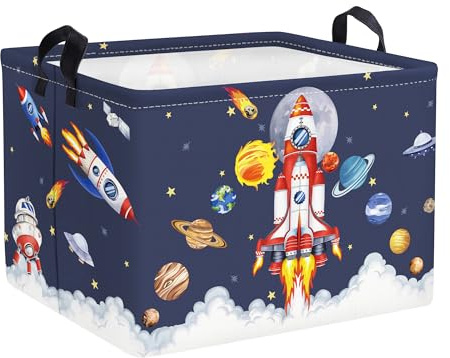 Clastyle Cestos Almacenaje Espacio Cajas de Almacenaje Padres Ropa para Juguete Ropa Cesta Ropa Sucia para Baño,Lanzar Cohete,40x30x30 cm