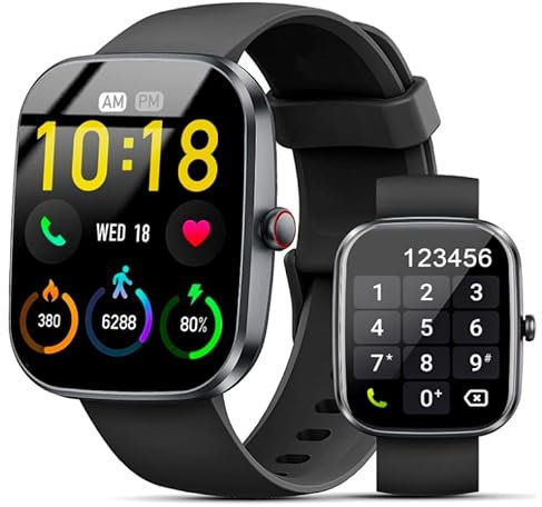 Kuizil Smartwatch Herren Damen mit Telefonfunktion, 1.91 Smart Watch, 100+Sportmodi IP68 Wasserdicht Sportuhr, Fitnessuhr mit Schrittzähler, Herzfrequenz, SpO2, Schlafmonitor, Uhr für iOS Android