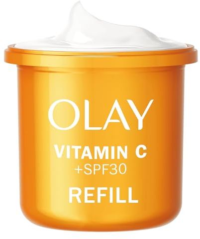 Olay Vitamina C Crema de Día Hidratante Facial SPF 30 RECAMBIO, Con Niacinamida. Cuidado Iluminador De La Piel: Acción Antimanchas Oscuras, 50ml