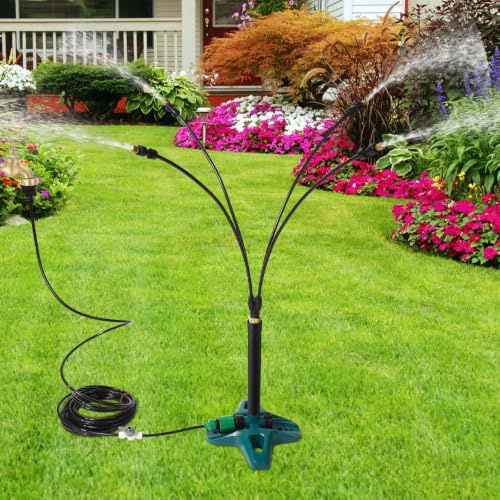 Lyreh Grönt Stående Dimsystem, 68,58x25x20,7cm Vattenställ Spray Mister Portabel Uteplatskylare för Varm Sommar Pool Trädgård Vattenaktiviteter BBQ Party