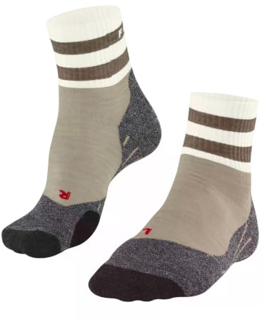 FALKE TK2 Explore Short W Sso lana hilo funcional antiampollas gruesos 1 par, Calcetines para senderismo Mujer, Beis Beige Melange 4043, 37-38