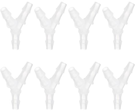 QUARKZMAN 8Pcs Raccordi A Innesto per Tubo in Plastica, 1/4 X 1/4 A Forma di Y Tee Raccordi per Tubo Innestati Giunzione Adattatore per Rigo di Acqua Liquido Carburante Tubo, Trasparente