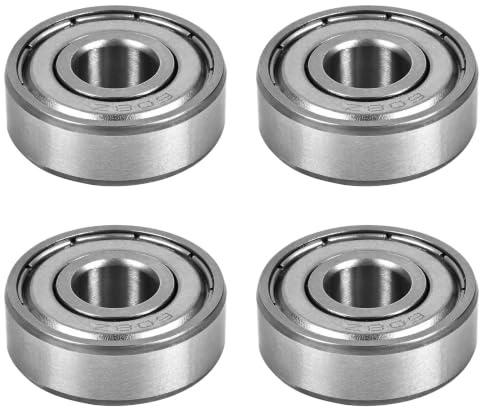 4 Pcs 608ZZ Ball Bearings - ABEC-9 High Speed Skateboard Bearings, 8x22x7mm Double Shielded Miniature Deep Groove Bearings for Longboards, Roller Skates, Scooters and Inline Skates (Silver)