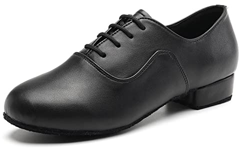 SWDZM Scarpe da Ballo Latino Americano Uomo per Salsa Tango Jazz Performance Partito Scarpe Tacco Basso,704,Nero,45 EU