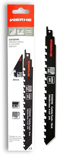 WERHE ® Profi - 1 lama per sega a movimento alternativo per pietra - C 240 mm S1543HM - Perfetta intorno al taglio di pareti in mattoni, cemento cellulare, legno