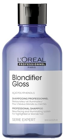 L'OREAL PROFESSIONNEL - Shampoing Restaurateur & Illuminateur Blondifier Gloss - Homme & Femme - Apporte Nutrition & Brillance - Cheveux Blonds & Méchés - 300 ml