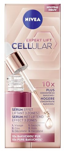 NIVEA Cellular Expert Lift Sérum visage effet liftant 3 zones (1 x 30 ml), Soin visage anti ride concentré en Bakuchiol, pour visage, cou & décolleté
