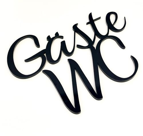 codiarts. Türschild mit Schriftzug Gäste WC 3D selbstklebend aus Acrylglas Laser geschnitten - Toilettenschild die Gästetoilette - Deko Badezimmer-Schild für die Tür zum Kleben für das Gästeklo