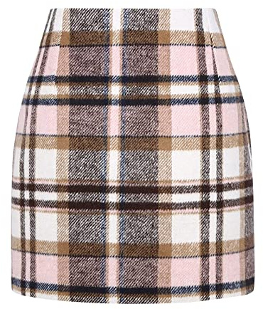 Kobilee Gonne Scozzesi Donna Tubino Corta Elegante Gonna Tartan Rossa Aderente Gonna Plissettata Curvy Elasticizzata Gonna Scozzese Gonna a Pieghe Invernale Lana Gonna Pantalone Minigonna