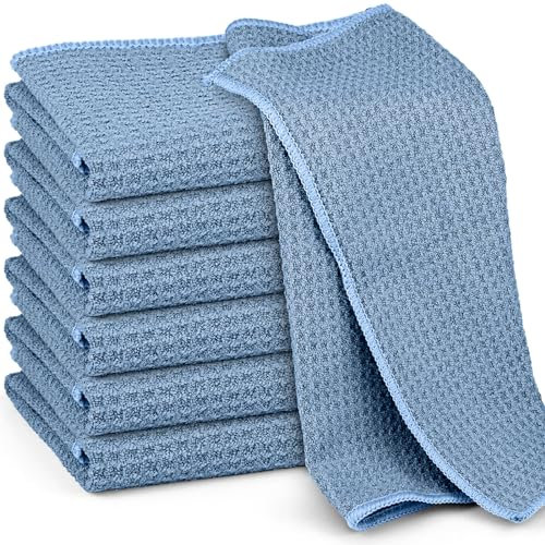 Ekedalen Microfibre Cleaning Cloth, Glass Window Mirror Cloth for Streak Free Lint Free Magic Shiny Polishing Buffing, Dish Cloth for Washing Drying Home Kitchen Bathroom Car, Waffle Barista Tea Towel