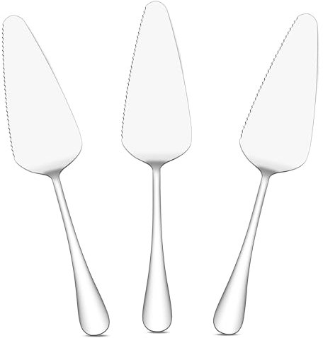 Joyfair Lot de 3 pelles à tarte en acier inoxydable - Pelle à gâteau avec bords dentelés - Pour restaurants, cuisines, fêtes et mariages - Poli brillant et passe au lave-vaisselle