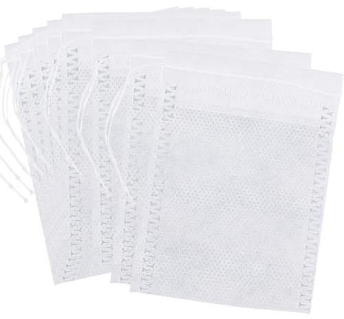 200 Pezzi sacchetti da tè, bustine te vuote, filtri per te sfuso, 6 x 8 cm, bianco, per tè, caffè, spezie, erbe aromatiche, tè aromatizzato, tisana, tè alla lavanda